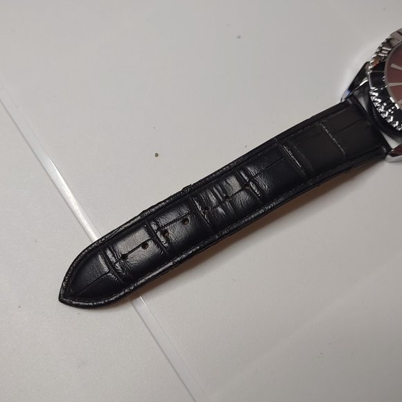 Silver Tone And Pink Strada Watch With Black Band - Picture 4 of 8